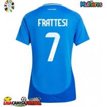 Camisa de Futebol Itália Davide Frattesi #7 Equipamento Principal Mulheres Europeu 2024 Manga Curta